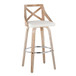 Charlotte - Fixed-Height Barstool (Set of 2) - Whitewashed Wood, White Faux Leather, Chrome Metal