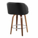 Fran - 25" Fixed-Height Counter Stool (Set of 2) - Walnut Wood, Black Faux Leather, Chrome Metal