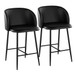 Fran - Fixed-Height Counter Stool (Set of 2) - Black Metal, Black Faux Leather