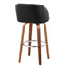 Fran - Fixed-Height Barstool (Set of 2) - Walnut Wood, Black Faux Leather, Chrome Metal