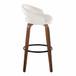 Grotto - Upholstered Fixed-Height Barstool (Set of 2) - Walnut Wood, White Velvet, Black Metal