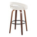 Grotto - Upholstered Fixed-Height Barstool (Set of 2) - Walnut Wood, White Velvet, Black Metal