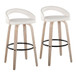 Grotto - Upholstered Fixed-Height Barstool (Set of 2) - Whitewashed Wood, White Faux Leather, Black Metal