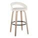 Grotto - Upholstered Fixed-Height Barstool (Set of 2) - Whitewashed Wood, White Faux Leather, Black Metal