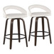 Grotto - Upholstered Fixed-Height Counter Stool (Set of 2) - Walnut Glazed Wood, White Faux Leather, Black Metal