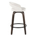 Grotto - Upholstered Fixed-Height Counter Stool (Set of 2) - Walnut Glazed Wood, White Faux Leather, Black Metal
