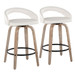 Grotto - Upholstered Fixed-Height Counter Stool (Set of 2) - Whitewashed Wood, White Faux Leather, Black Metal