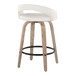 Grotto - Upholstered Fixed-Height Counter Stool (Set of 2) - Whitewashed Wood, White Faux Leather, Black Metal