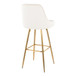 Studded - Marcel Fixed-Height Barstool (Set of 2) - Gold Metal, White Faux Leather