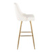 Studded - Marcel Fixed-Height Barstool (Set of 2) - Gold Metal, White Faux Leather