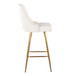 Studded - Marcel Fixed-Height Counter Stool (Set of 2) - Gold Metal, White Faux Leather