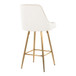 Studded - Marcel Fixed-Height Counter Stool (Set of 2) - Gold Metal, White Faux Leather