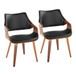 Curvo - Highback Chair (Set of 2) - Walnut Wood, Black Faux Leather