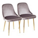 Marcel - Dining Chair (Set of 2) - Gold Frame And Silver Velvet Fabric