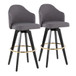 Ahoy - Upholstered Fixed-Height Barstool (Set of 2) - Black Base, Gold Footrest