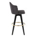 Ahoy - Upholstered Fixed-Height Barstool (Set of 2) - Black Base, Gold Footrest