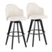 Ahoy - Upholstered Fixed-Height Barstool (Set of 2) - Black Base, Black Footrest
