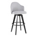 Ahoy - Upholstered Fixed-Height Barstool (Set of 2) - Black Base, Black Footrest