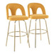 Ava - Upholstered Fixed-Height Barstool (Set of 2) - Gold Base