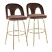 Ava - Upholstered Fixed-Height Barstool (Set of 2) - Gold Base