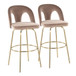 Ava - Upholstered Fixed-Height Barstool (Set of 2) - Gold Base