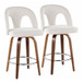 Ava - Upholstered Fixed-Height Barstool (Set of 2) - Walnut Wood Base