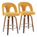 Ava - Upholstered Fixed-Height Barstool (Set of 2) - Walnut Wood Base
