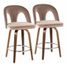 Ava - Upholstered Fixed-Height Barstool (Set of 2) - Walnut Wood Base
