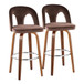Ava - Upholstered Fixed-Height Barstool (Set of 2) - Walnut Wood Base
