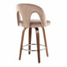 Ava - Upholstered Fixed-Height Barstool (Set of 2) - Walnut Wood Base