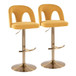 Ava - Upholstered Adjustable Barstool (Set of 2) - Gold Base