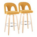 Ava - Upholstered Fixed-Height Barstool (Set of 2) - Natural Wood Base