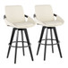 Cosmo - Fixed-Height Barstool (Set of 2) - Black Wood Base, Black Footrest