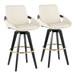 Cosmo - Fixed-Height Barstool (Set of 2) - Black Wood Base, Gold Footrest
