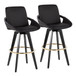 Cosmo - Fixed-Height Barstool (Set of 2) - Black Wood Base, Gold Footrest