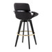 Cosmo - Fixed-Height Barstool (Set of 2) - Black Wood Base, Gold Footrest