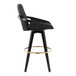 Cosmo - Fixed-Height Barstool (Set of 2) - Black Wood Base, Gold Footrest