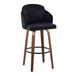 Dahlia - Fixed-Height Barstool (Set of 2) - Walnut Wood, Black Metal Footrest