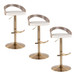 Grotto - Adjustable Barstool (Set of 3) - Gold Metal, Light Gray Wood