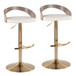 Grotto - Adjustable Barstool (Set of 3) - Gold Metal, Light Gray Wood