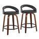 Grotto - Upholstered Fixed-Height Counter Stool With Walnut Wood Base (Set of 2)