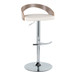 Grotto - Adjustable Barstool - Chrome Metal, Light Grey Wood