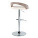 Grotto - Adjustable Barstool - Chrome Metal, Light Grey Wood