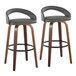 Grotto - Upholstered Fixed-Height Barstool (Set of 2) - Walnut Wood