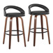 Grotto - Upholstered Fixed-Height Barstool (Set of 2) - Walnut Wood