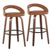Grotto - Upholstered Fixed-Height Barstool (Set of 2) - Walnut Wood