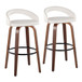 Grotto - Upholstered Fixed-Height Barstool (Set of 2) - Walnut Wood