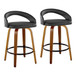 Grotto - 32.5" Upholstered Fixed-Height Counter Stool (Set of 2) - Walnut Wood Base