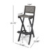 Outdoor Folding Acacia Wood Barstools With Rattan Backrest And Seat