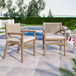 Outdoor Acacia Wood Patio Dining Armchair (Set of 2)